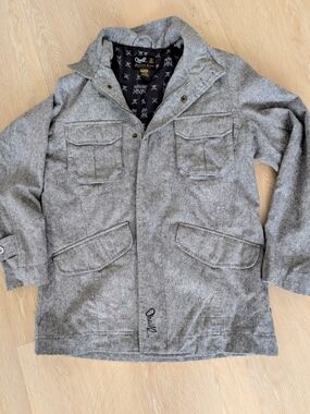 O'Neill Maverick Series Gray Military-Style Field Jacket Wool Blend Men's Size M
